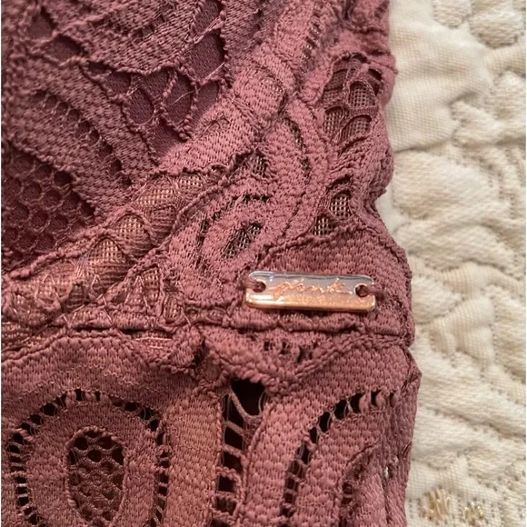 Pink by Victoria Secret Mauve Lace Size M Racerback Push Up Lace High Neck Bra - Picture 2 of 9